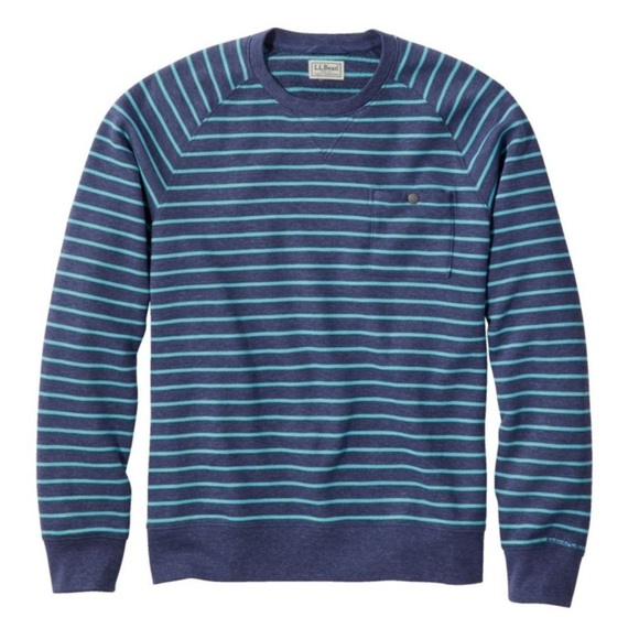 Men’s L.L. Bean Blue 'Lakewashed' Striped Cotton Crewneck Pullover Size Medium - Picture 2 of 11